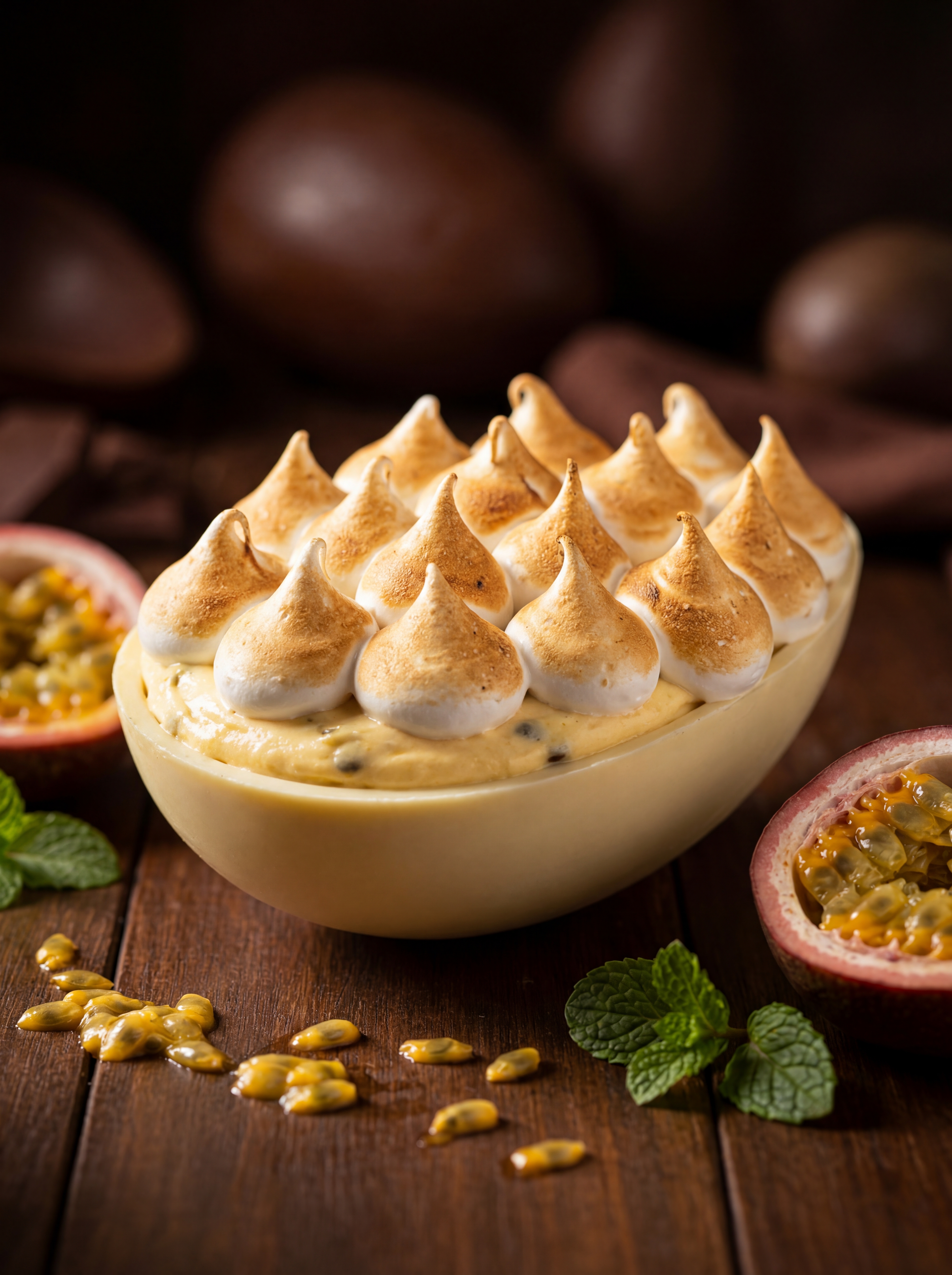 Ovo Trufado de Maracujá com merengue suíço tostado